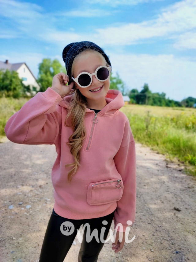 Flísová mikina s kapsičkou pudr