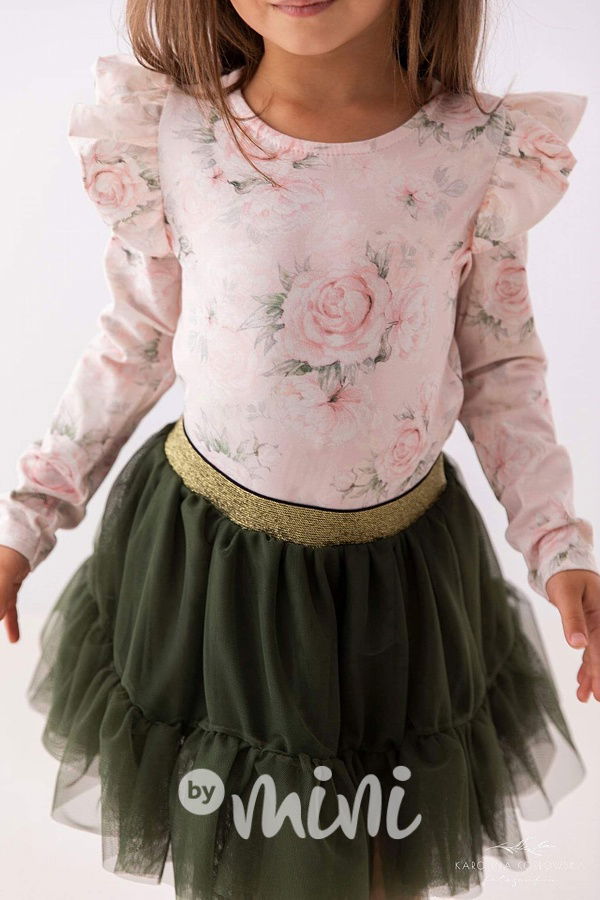 Khaki maxi tutu tyl sukně Lily Grey