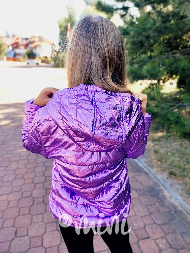 Lila metalická přechodová bunda