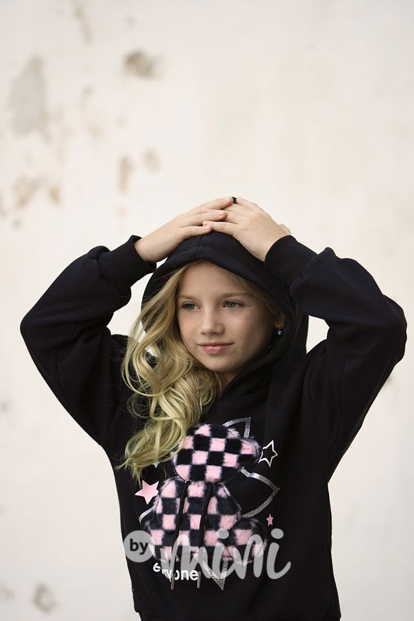 Vyteplená mikina Teddy bear black