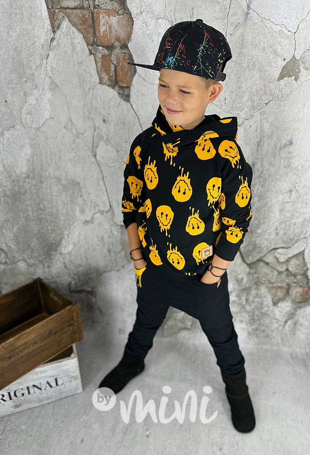 Yellow smiley mikina černá