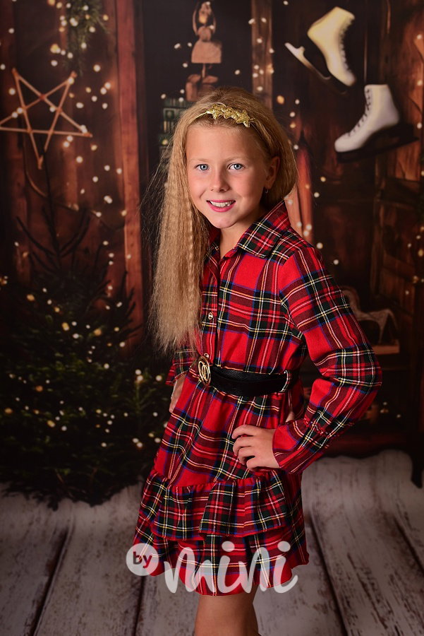 Red karo šaty s páskem