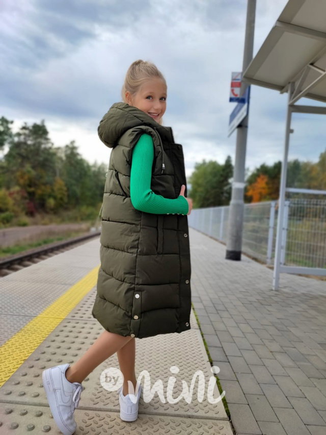 Zimní ultra long vesta khaki