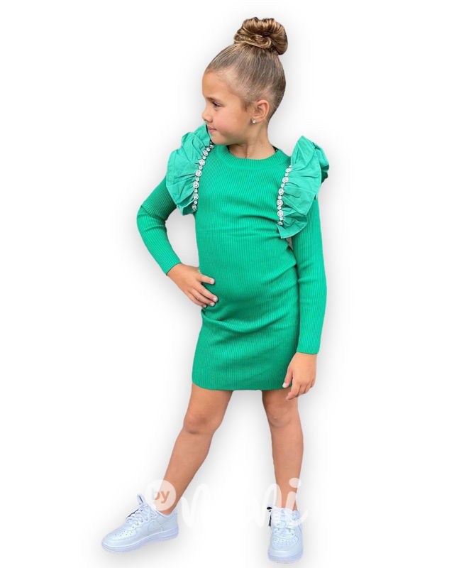 PREMIUM šaty s kamínky zelené