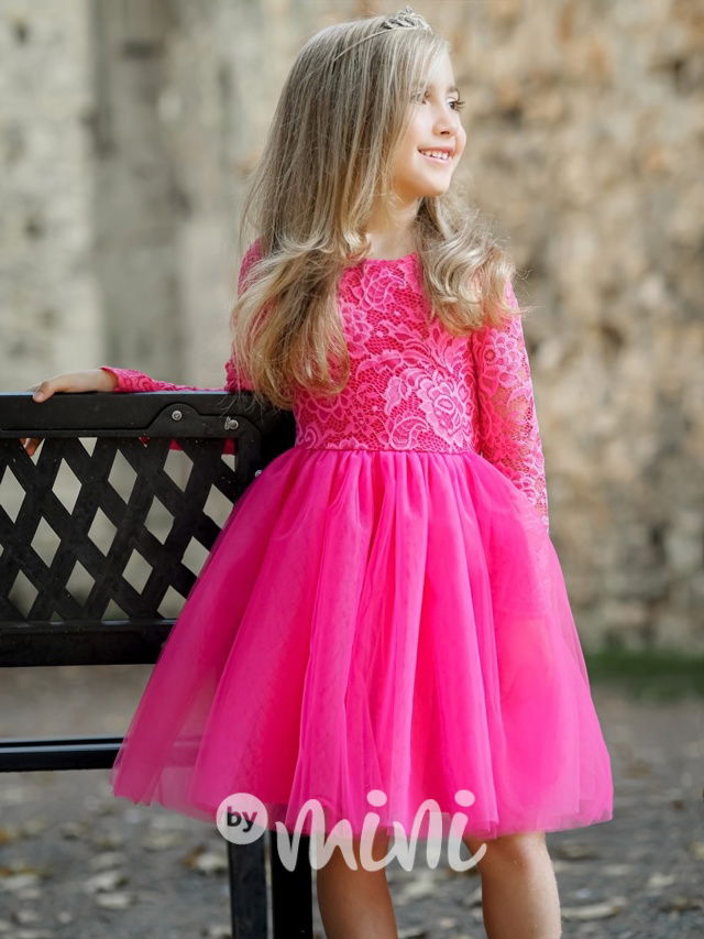 Dětské krajkové šaty růžové Barbie