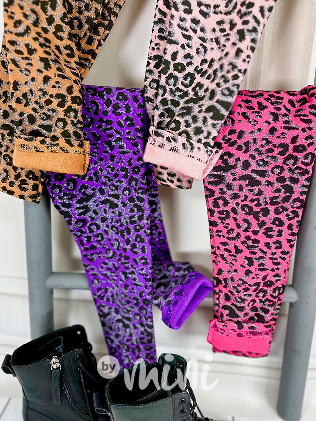 PREMIUM thermo legíny Lily Grey animal lila