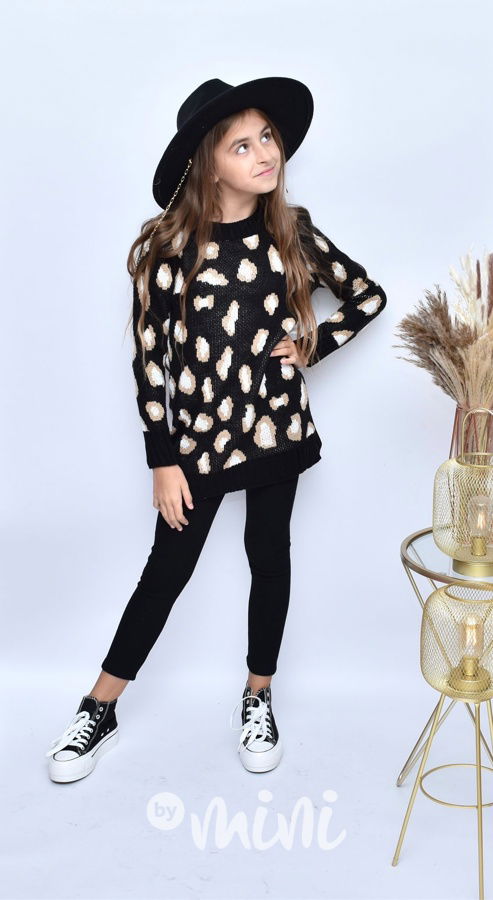 Leopard long svetřík černý