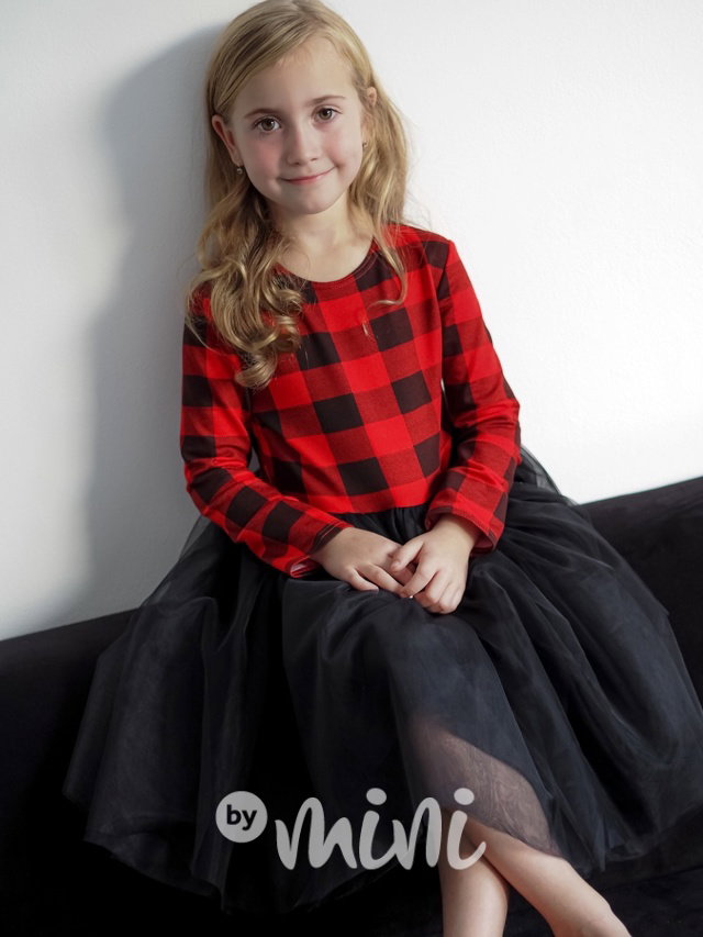 Princess karo šaty s černou maxi sukní