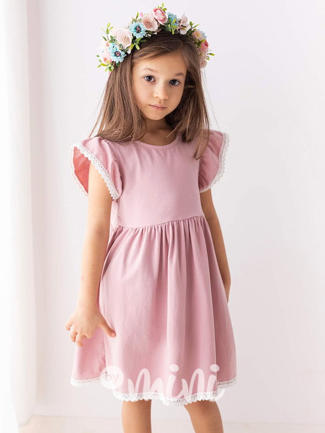 Lily Grey romantic boho šaty s krajkou pudder pink