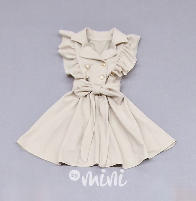 Frill šaty s páskem latté