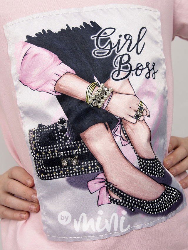 GIRL boss triko růžové