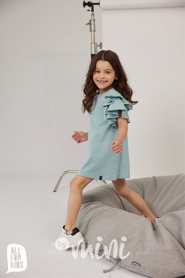 All for kids maxi frill šaty mint