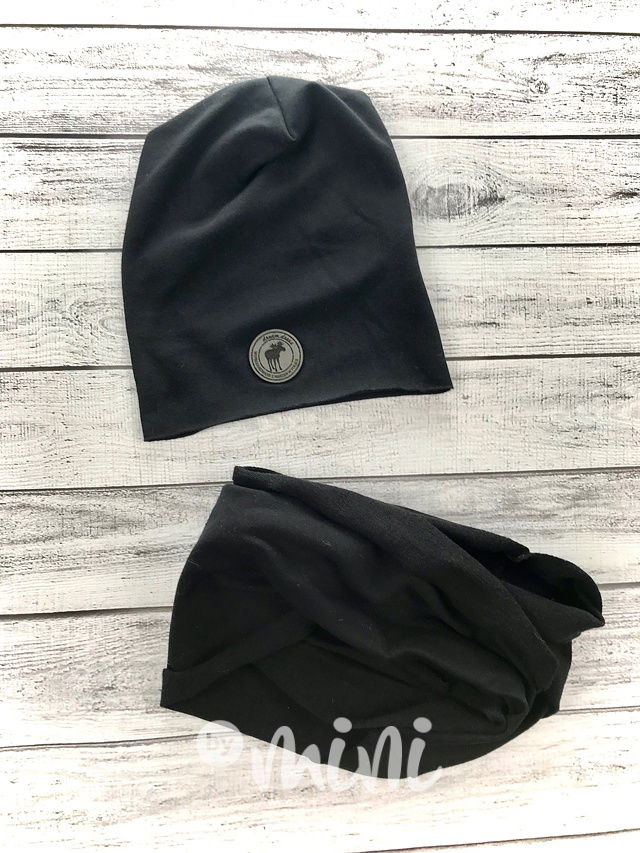 Černá houmles čepka s dvojitým nákrčníkem *DreamDress*