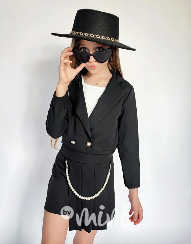 Crop sako + sukňokraťasy black