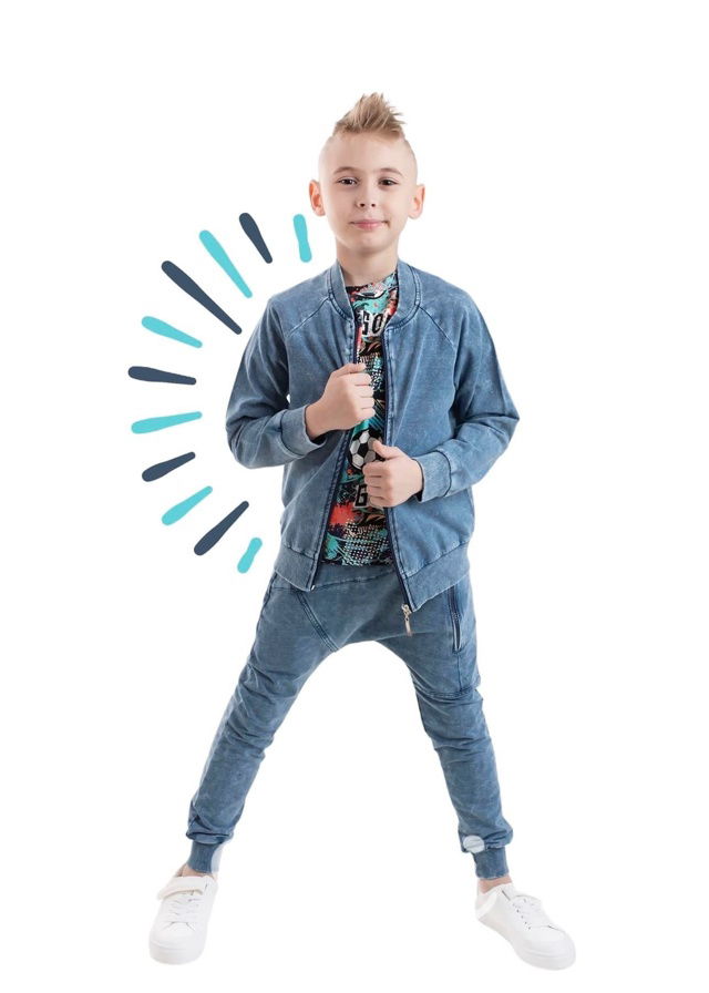 Soft denim jogger tepláky se zipem