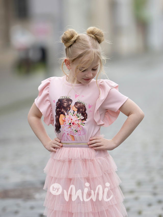 Princess žebrovaná blůzka růžová