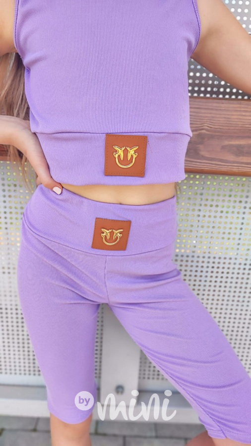 Lila žebrovaný crop top