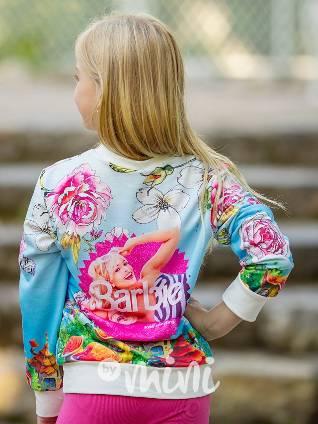Mikina Barbie flowers blue