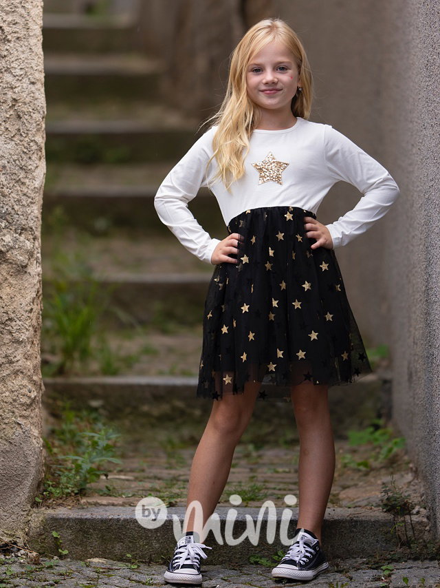 STARS šaty s tylem white/black