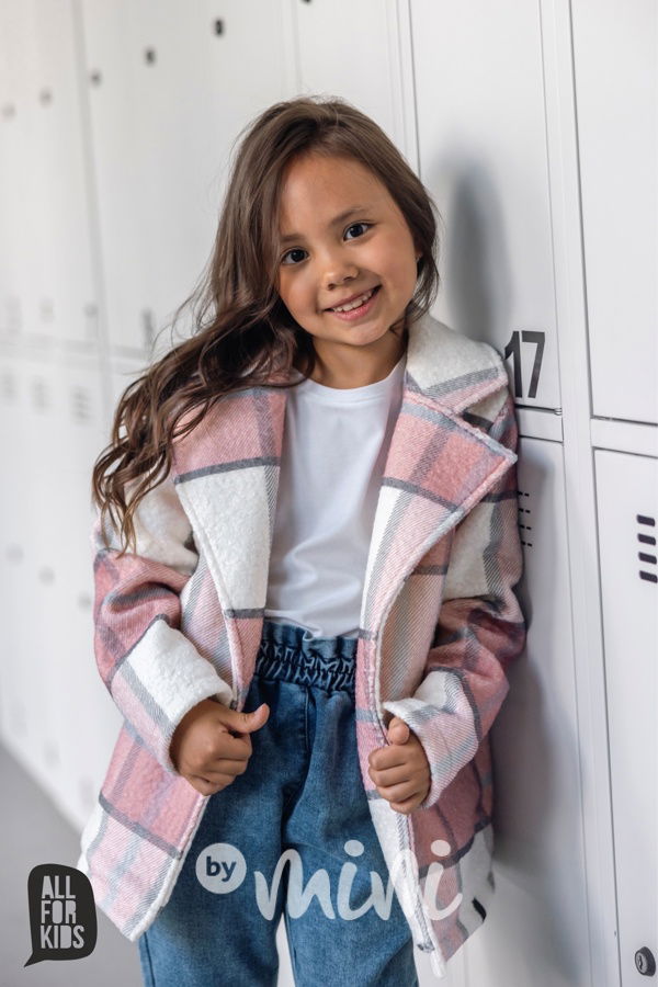 Flauš podzimní kabátek pink