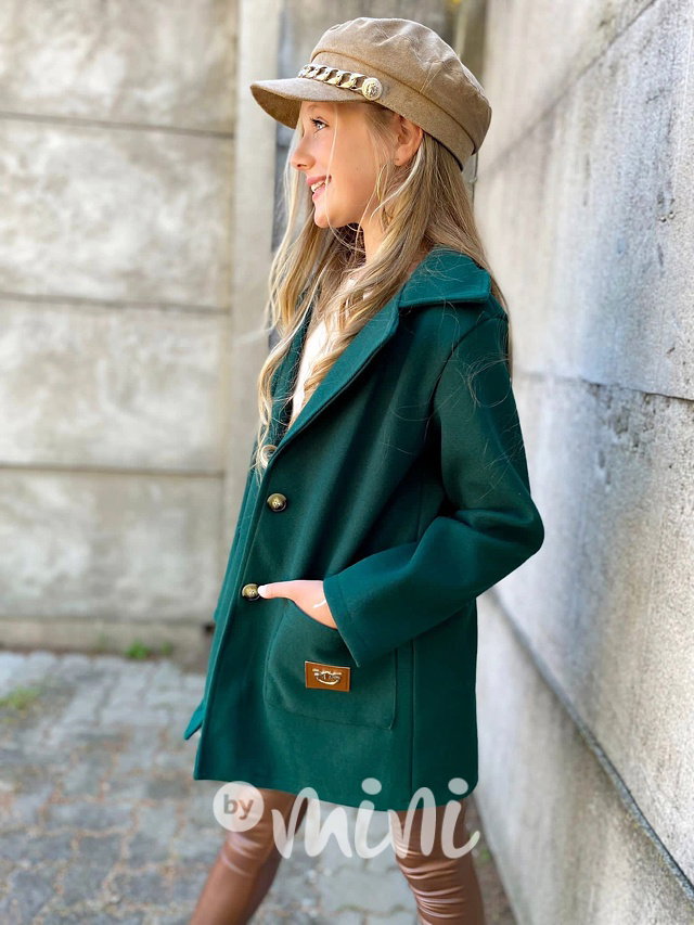 Flaušový kabát smaragd