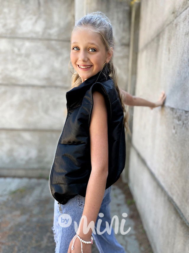 Eco leather černá vesta