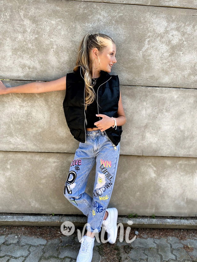 Ripped jeansy s printem