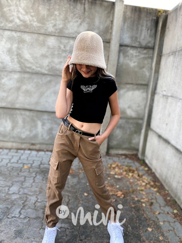 Cotton jeans kapsáče s páskem beige