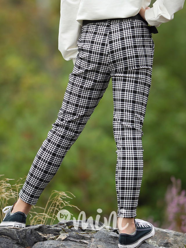 Pepitka kalhoty s páskem