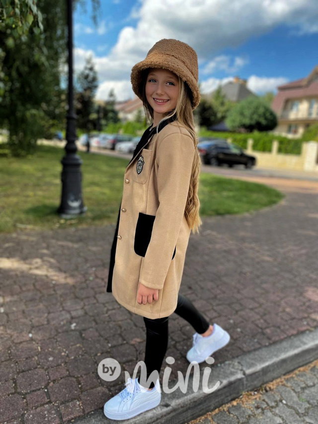 College flauš kabát beige/black