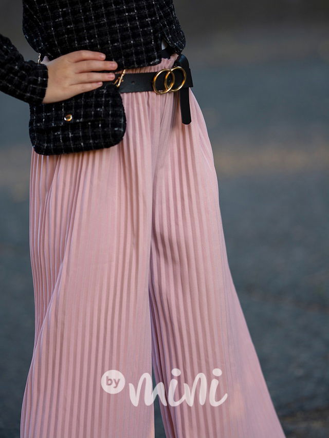 Plisované kalhoty s páskem růžové