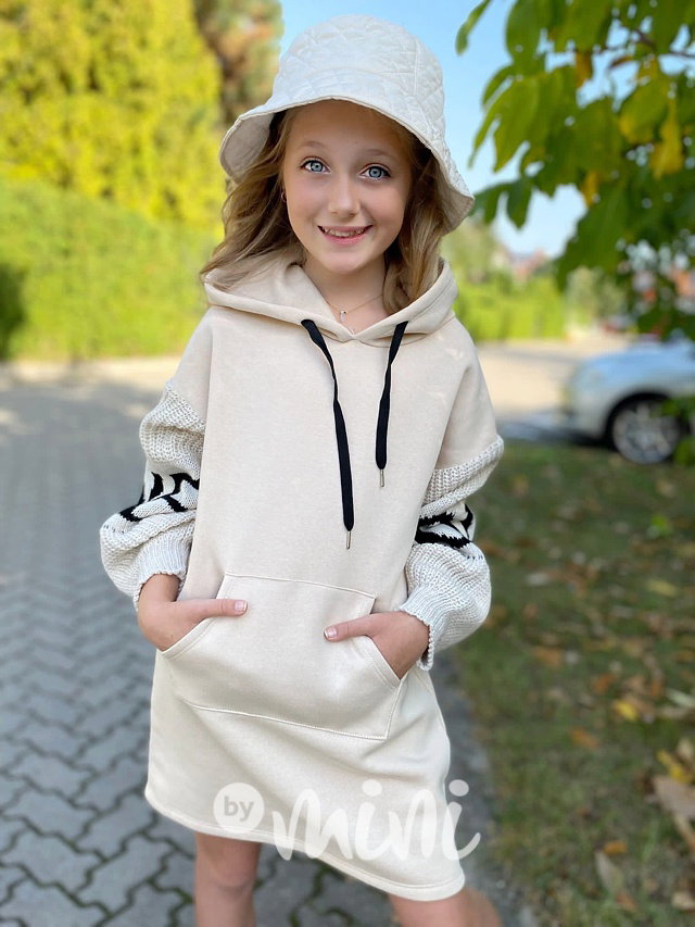 LOVE teplá hoodie mikina cream