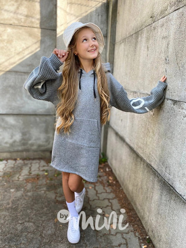 LOVE teplá hoodie mikina šedá