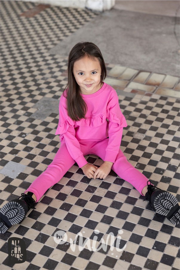 Frill tunika + žebrované legíny pink