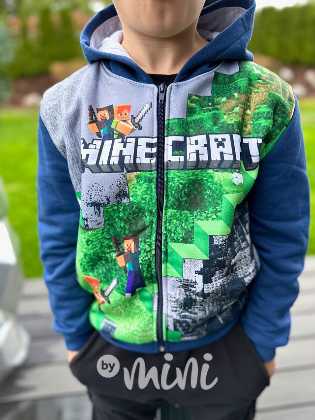 Minecraft vyteplená mikina blue
