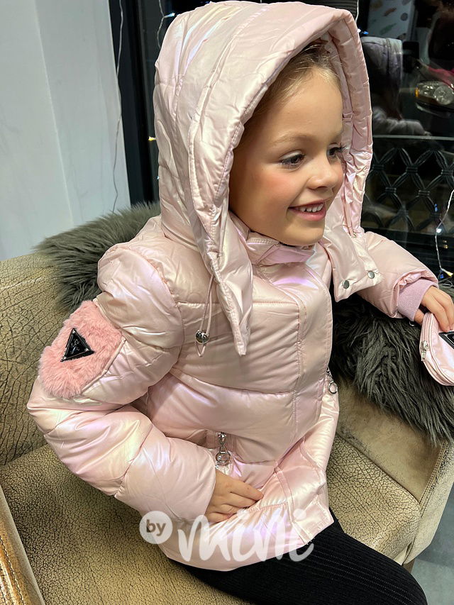 Zimní ombre metalická bunda pink