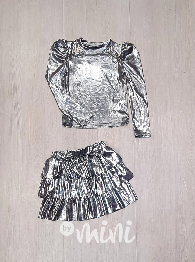 Metallic blůzka + sukně silver