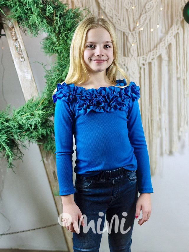Maxi frill blůzka modrá
