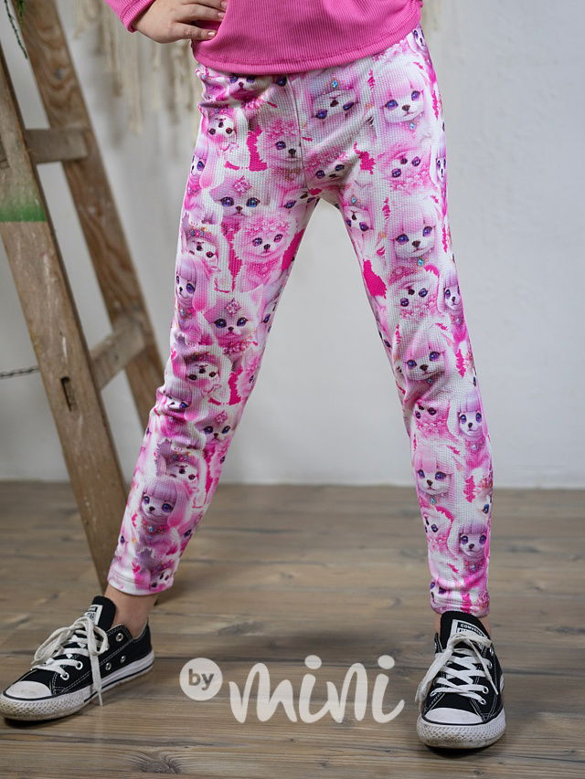 Zateplené legíny Puppies pink