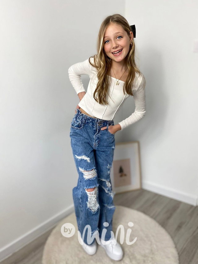 Fashion ripped maxi jeans švédy