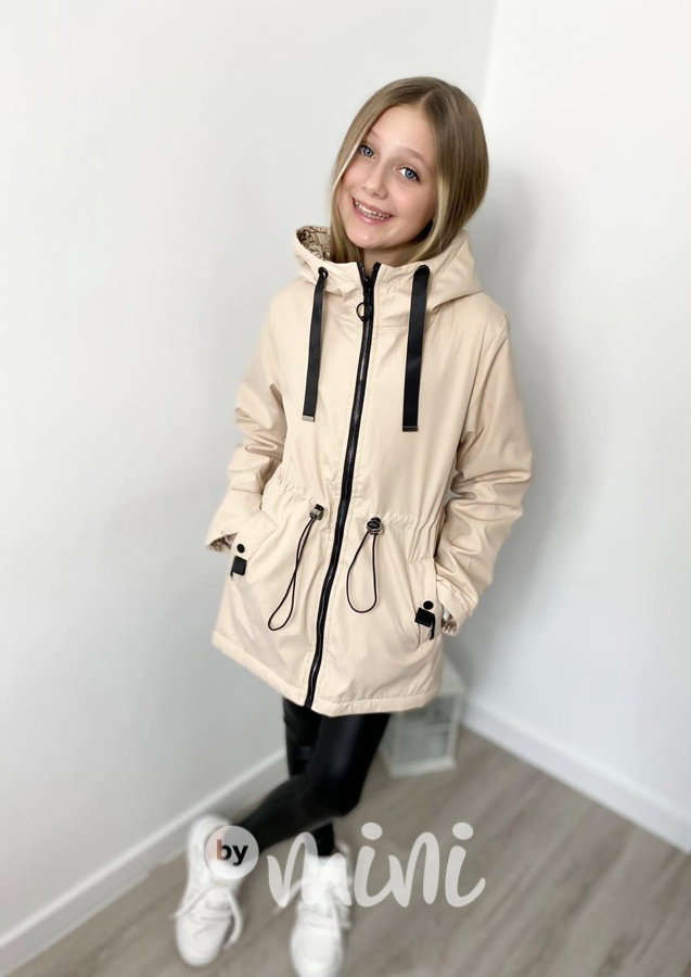 Oboustranná jarní parka béžová