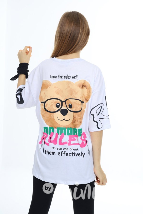 Oversize street triko Teddy white