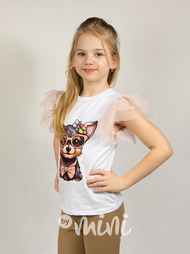 Blůzka s tylem fashionable white/pudder