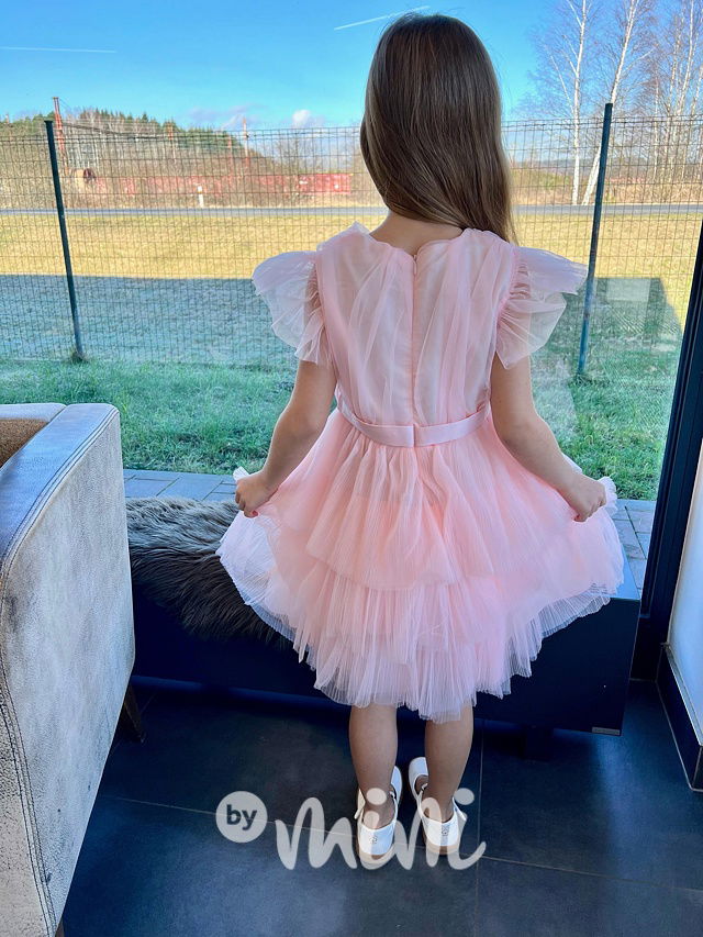 Slavnostní tylové šaty lososové