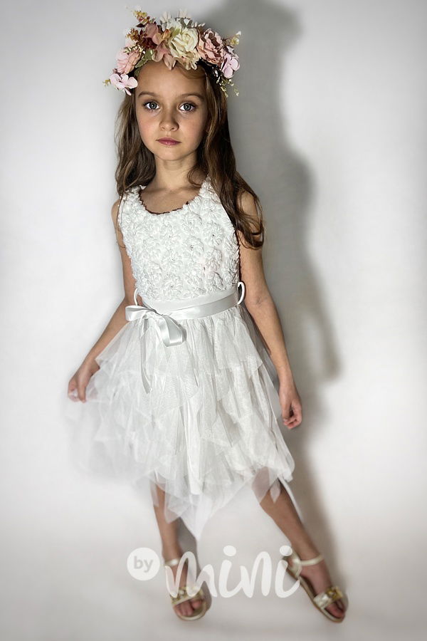 White blossom tylové šaty