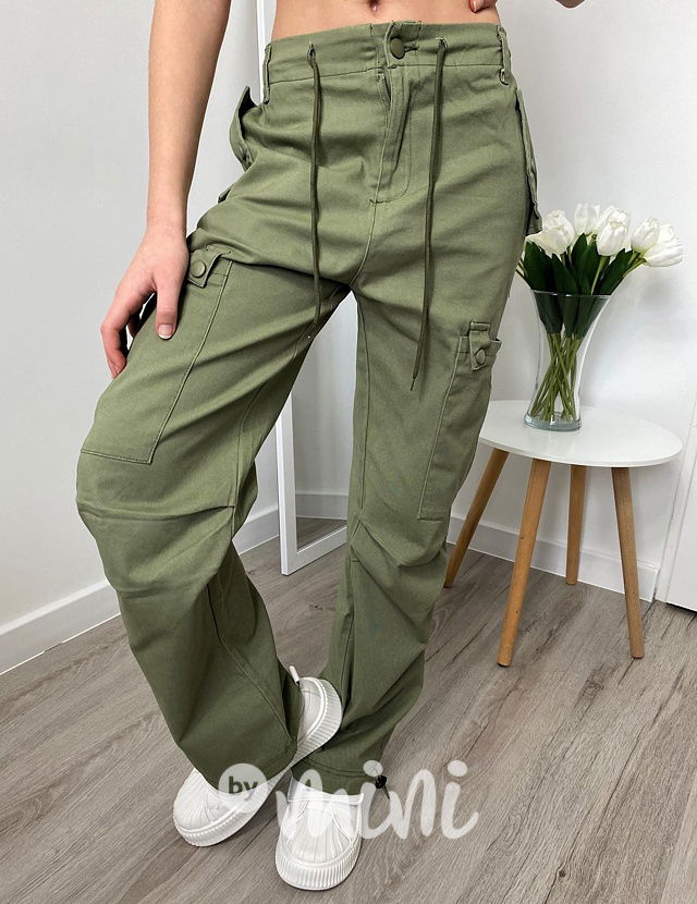 Maxi fashion švédy se šňůrkami khaki