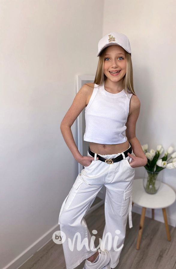 Žebrovaný crop top white