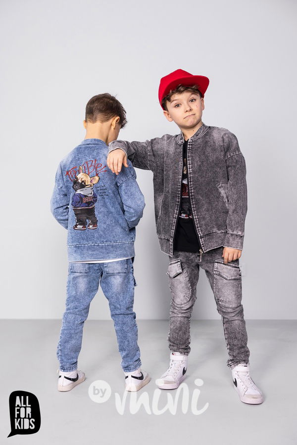 All for kids cargo denim kalhoty black