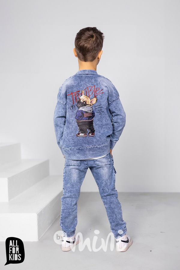 All for kids mikinová bunda Trouble denim blue