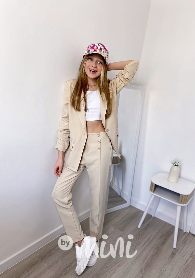 ELEGANT sako + kalhoty beige